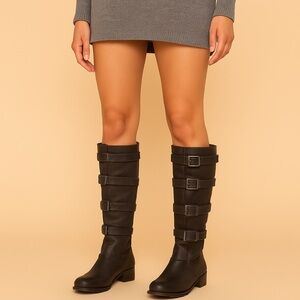 Women’s Brown Multi-Buckle Boots – Size 8